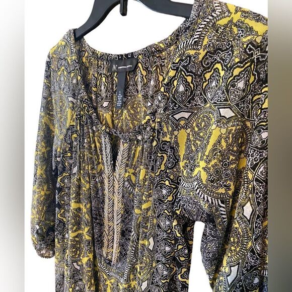 I.N.C. NWT Sz S Black Yellow Paisley Gold Accents 2-Piece Tank Top & Blouse - Picture 4 of 8